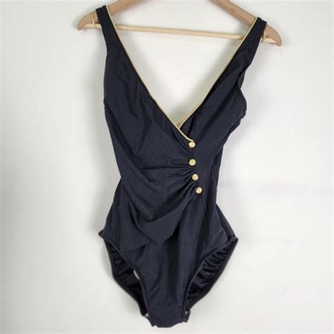 Longitude Vintage One Piece Swimsuit Sz 12t Black Depop