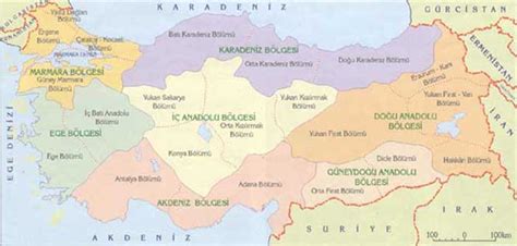 Türkiye Bölgeler Haritası Bölümlü Türkiye Haritası