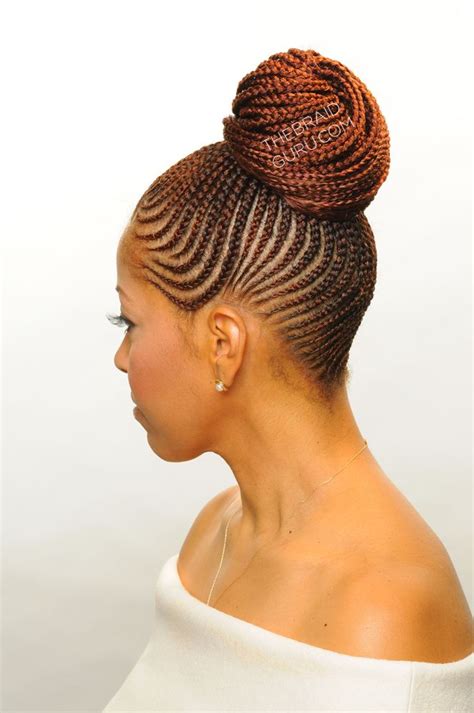 Feed In Cornrows In A Bun Braids By Braided Hairstyles Updo African Braids