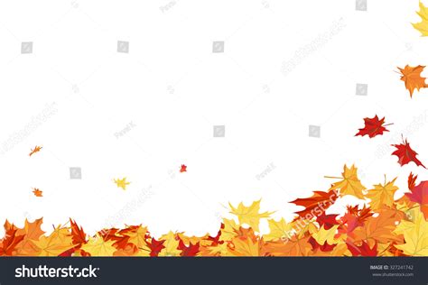 Autumn Frame With Blowing Maple Leaves Over White