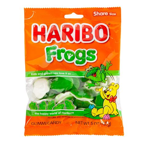 Haribo Frogs Gummi Candy 5 Oz Peg Bag Nassau Candy