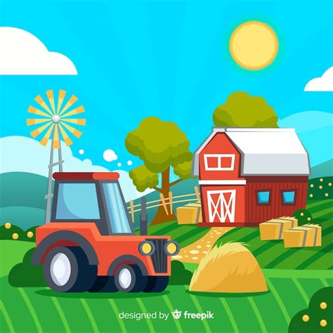Free Vector Cartoon Farm Landscape