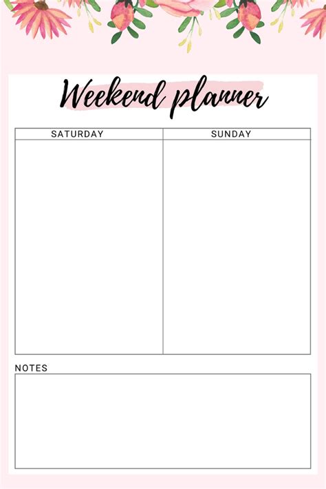 A Printable Weekly Planner With Pink Flowers And Leaves On The Top In