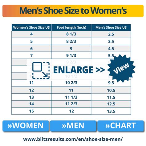 Men S To Women S Shoe Size Quick Conversion