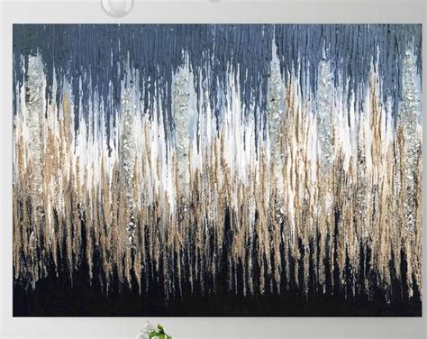 Large Wall Art Navy Blue Art Painting On Canvas Abstract Etsy Blue