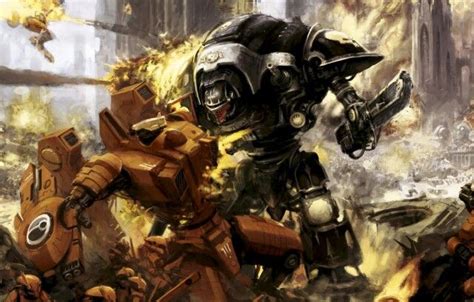 Imperial Knight Vs Tau Warhammer 40k Artwork Warhammer 40k