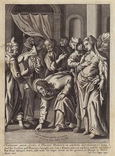 Jesus Christ And The Woman Caught In Adultery Engraving 24717160