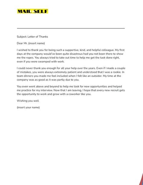 Thank You Letter To Colleagues How To Templates Examples Mail To Self