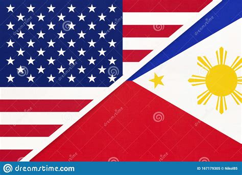 Usa Vs Philippines National Flag From Textile Relationship Between Two