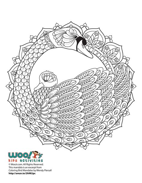 Beautiful Swan Mandala Adult Coloring Page Woo Jr Kids Activities