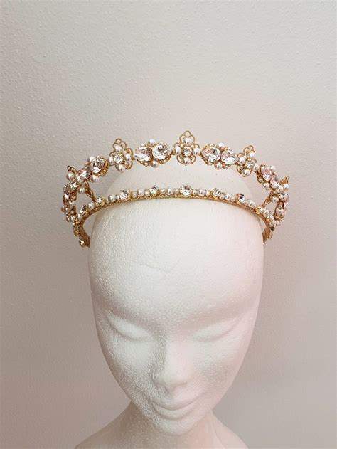 Kokoshnik Tiara Wedding Pearl Crown Bridal Tiara Double Crown Etsy