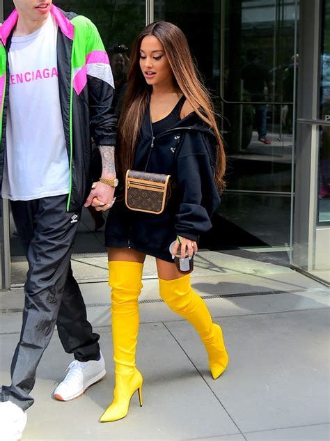 Ariana Grande Wears Yellow Thigh High Boots To Vma Rehearsals Teen Vogue