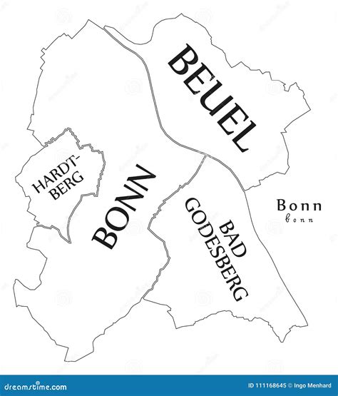 Modern City Map Bonn City Of Germany With Boroughs And Titles Stock