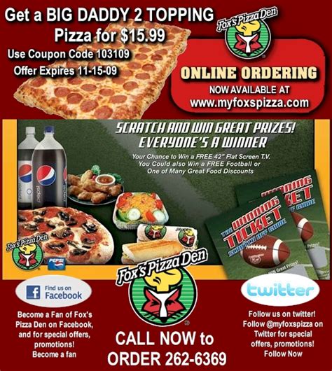 Foxs Pizza Coupon 2021