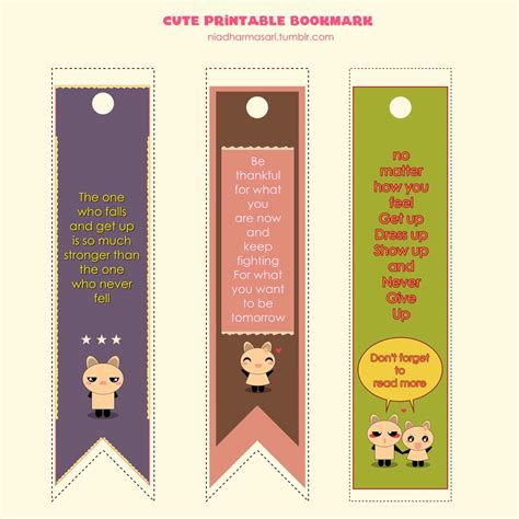 cute printable bookmarks gambaran