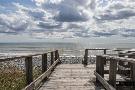 Boardwalk At Lawrencetown Beach Provincial Park Stock Image Image Of