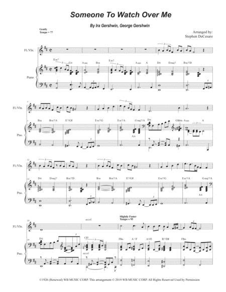 Someone To Watch Over Me Flute Or Violin Solo And Piano Music Sheet