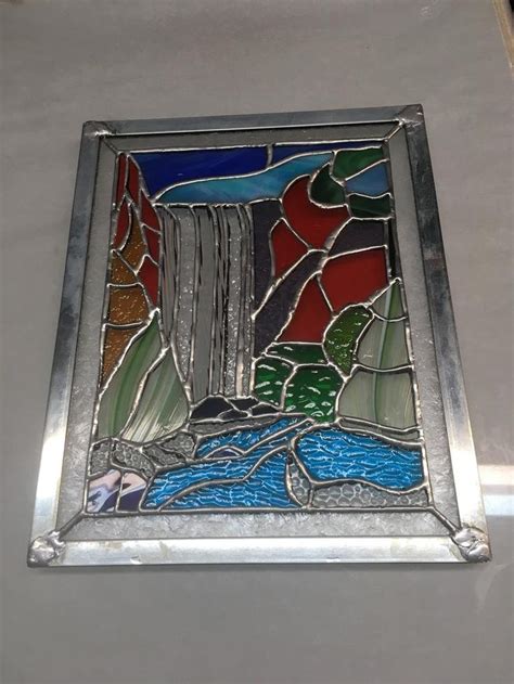 Waterfall Stained Glass Panel 9x11 Zinc Frame Etsy Stained Glass Stained Glass Panel