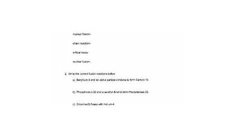 Fission And Fusion Worksheet Answers - Ivuyteq