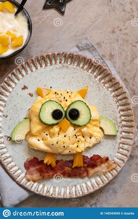 Owl Omelette For Kids Breakfast Stock Image Image Of Pepper Meal