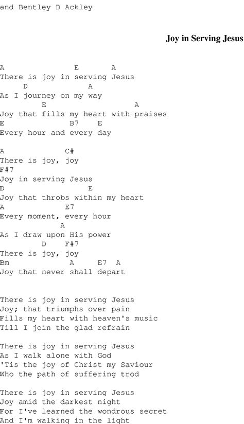 Joy In Serving Jesus Christian Gospel Song Lyrics And Chords