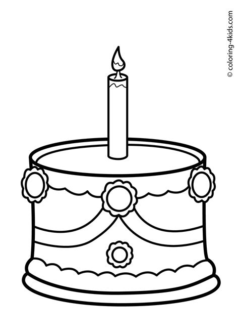 This drawing was made at internet users' disposal on 07 february 2106. Cake Birthday Party Coloring Pages for 1 year | Coloring ...