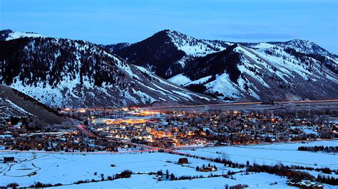 Hd Wallpaper Town Jackson Wyoming Mountains Winter Snow