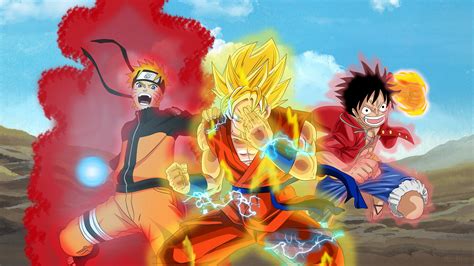 One Piece And Naruto And Goku Wallpapers Wallpaper Cave