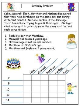 Also, help students to think out of the box and lead to creative thinking. Freebie Sample Easy Logic Grid Puzzle | Math logic puzzles ...