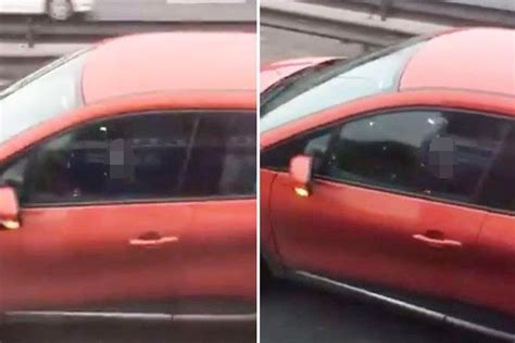 Disgusting Moment Motorist Is Caught Masturbating While Driving On