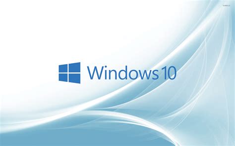 Windows 10 Blue Text Logo On Light Blue Curves Wallpaper Computer