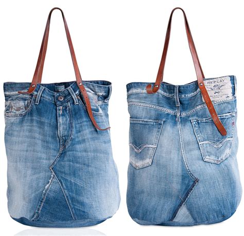 Replay Vintage Denim Jeans Tote Bag Denim Jeans Fashion Week Runway