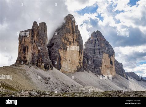 The Tre Cime Di Lavaredo The Three Peaks Of Lavaredo In The Sexten