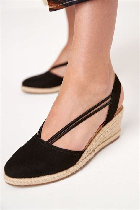 Buy Black Closed Toe Espadrille Low Wedge Sandals From The Next UK Online Shop In Closed