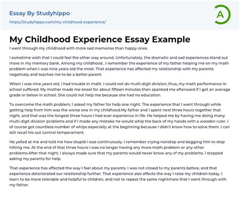 My Childhood Experience Essay Example