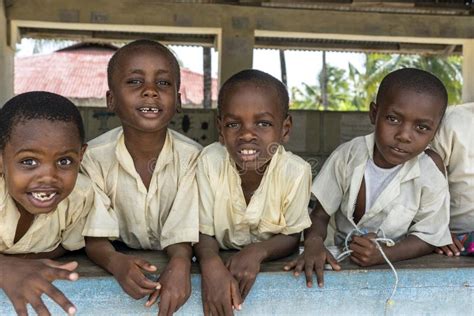 African Children In School After The Lesson Zanzibar Tanzania Africa