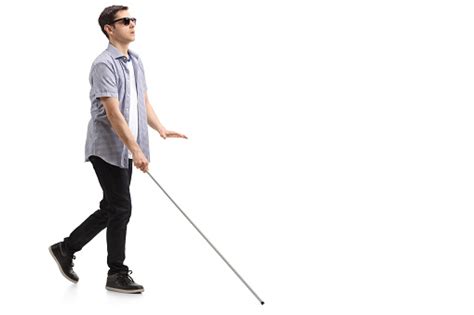 Blind Young Man With A Cane Walking Stock Photo Download Image Now