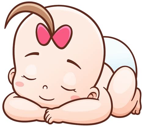Bebê Dos Desenhos Animados Dormindo Vetor Premium