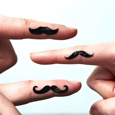 Moustache On Finger Tattoo Idea