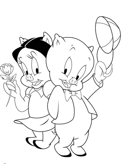 Porky Pig And Girl Friend Coloring Looney Tunes Cartoon Coloring