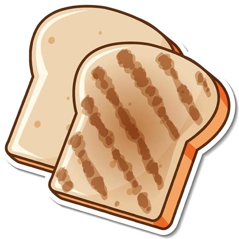 Toasted Bread Slice Cartoon Sticker 3628101 Vector Art At Vecteezy