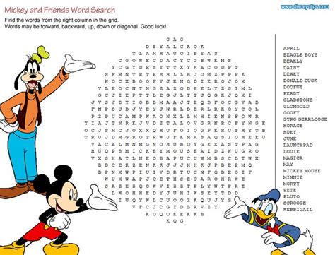 Wordsearch Disney Word Disney Activities Mickey And Friends