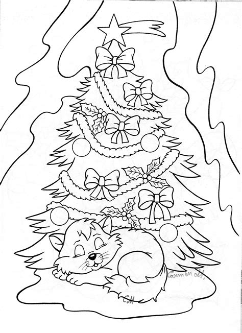 christmas kitten coloring page  dxf include