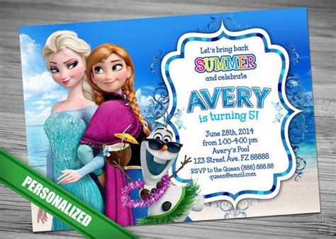 Anna Elsa Olaf Frozen Summer Invitation Summer By Cuteprintable Invitaciones Disney Frozen