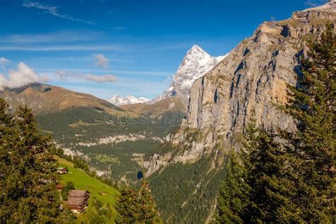 Spectacular Mountain Views Near The Town Of Murren Berner Oberland
