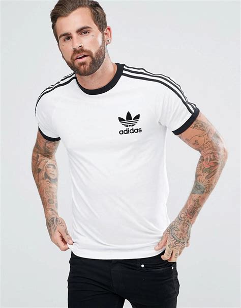 Adidas originals stripes jersey black skateboarding retro football t shirt top. Lyst - Adidas Originals California T-shirt Az8128 in White ...