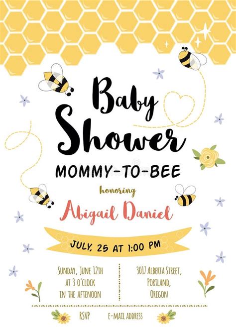 Bee Baby Shower Invitation Template Honoring Mommy To Bee Honey