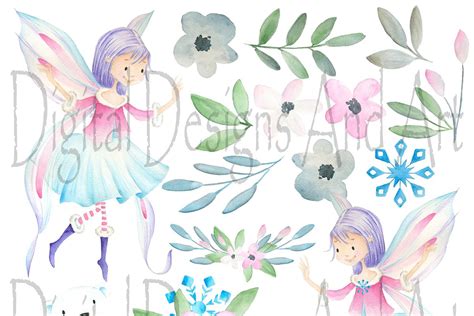 Winter Snow Fairy Clipart Custom Designed Illustrations ~ Creative Market
