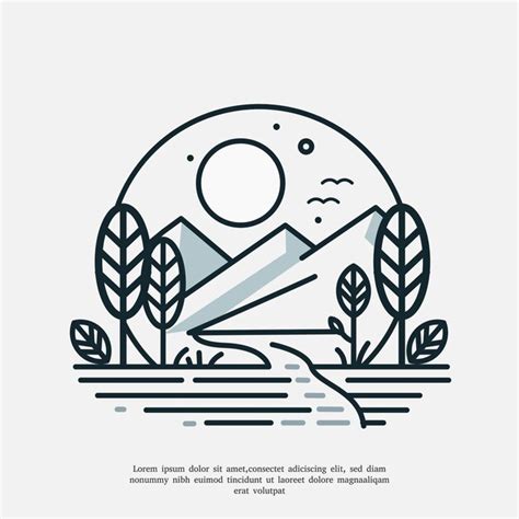 Premium Vector Minimalist Landscape Logo Illustration