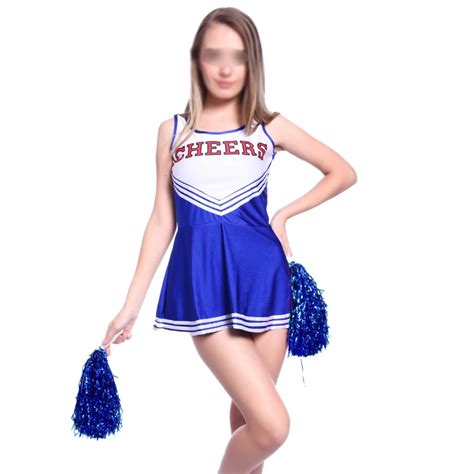 Hot Tank Dress Blue Fancy Dress Cheerleader Pom Pom Girl Party Girl Xs 14 16 Football School In